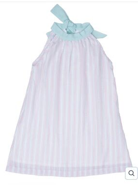 The Oaks Apparel Co. Green and Mint Striped Dress with Long Tie at Neck Size 12